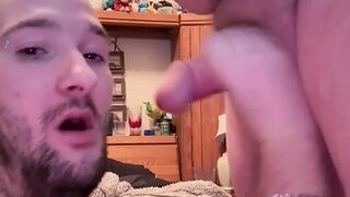 Naughty Canadian grandpa gives chubby bear a Christmas present with a mouthful of cum